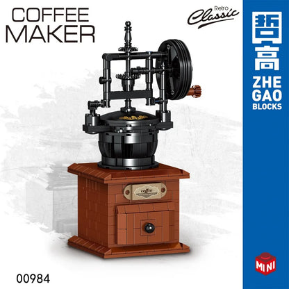 Classic Creative Coffee Machine Mini Diamond Model Building Blocks MOC Construction Bricks Collection Toy Children Xmas Gift