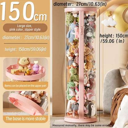 Transparent Doll Storage Box Plush Toy Organization Toy Storage Tube DIY Zipper Bins Kid Christmas Gift Children's Toy Organizer