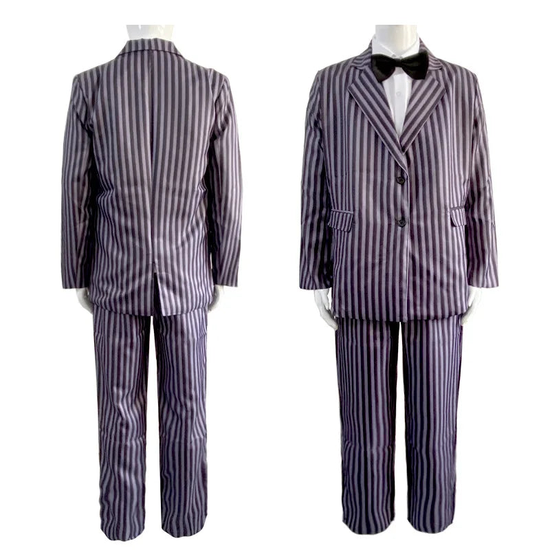 Gomez Addams Cosplay Anime Morticia Costume Dress Halloween Carnival Outfit Adult Kid Coat Shirt Pant Tie Suit Party Uniform