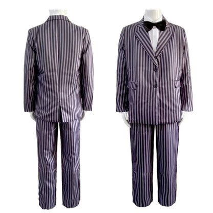 Gomez Addams Cosplay Anime Morticia Costume Dress Halloween Carnival Outfit Adult Kid Coat Shirt Pant Tie Suit Party Uniform