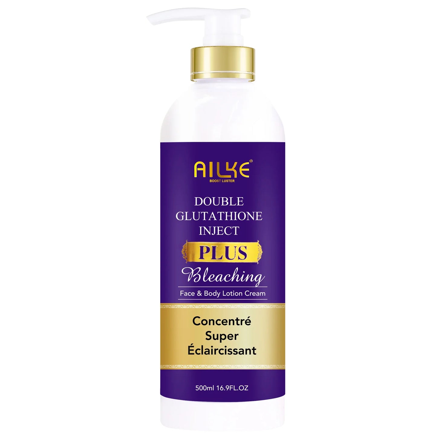 AILKE Double Glutathione Plus Moisturizing Hydrating Body & Skin Whiten Lotion, Bleaching Lotion for Women & Men With Pump