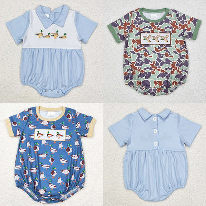 Hot Sale Baby Infant Boys Rompers Onesie Camo Duck Short Sleeve Rompers Boutique Kids Designer Clothes Boys Bubble Rompers New