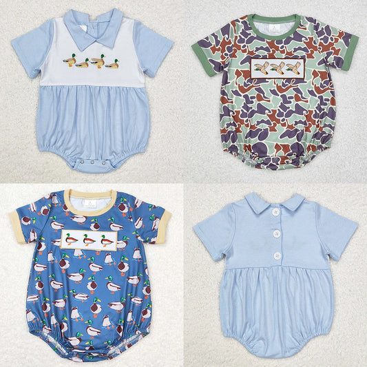 Hot Sale Baby Infant Boys Rompers Onesie Camo Duck Short Sleeve Rompers Boutique Kids Designer Clothes Boys Bubble Rompers New