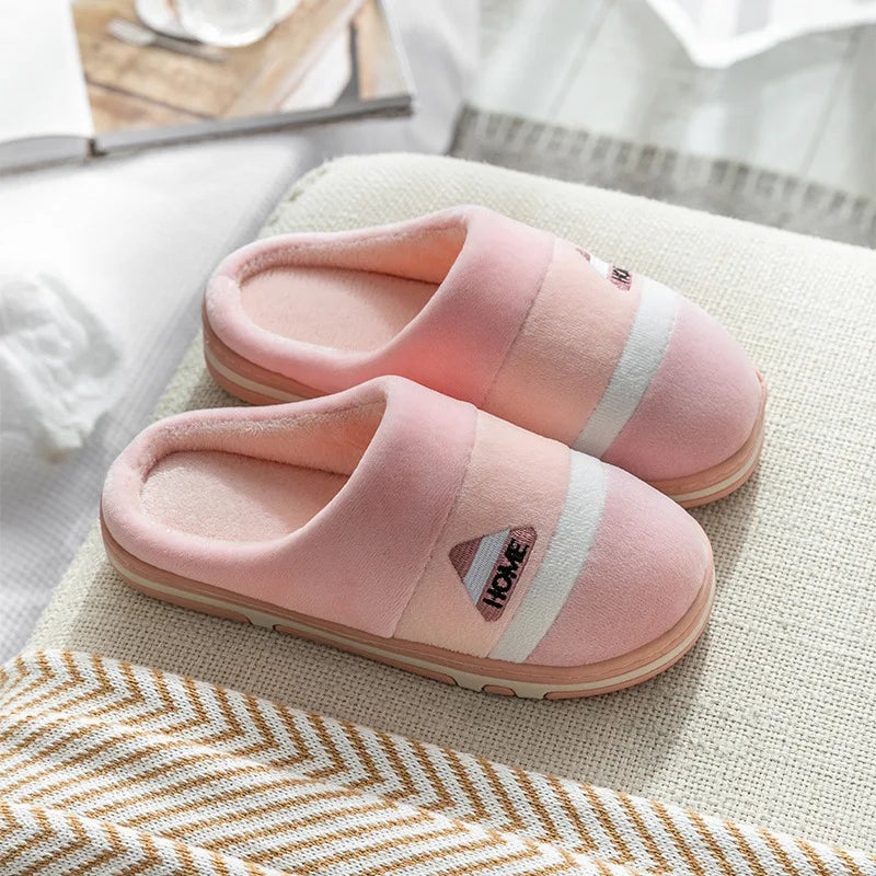 Winter Footwear Flat New Women Thick Indoor Home Non Slip Versatile House Shoes Warm Plush Cotton Slippers For Men