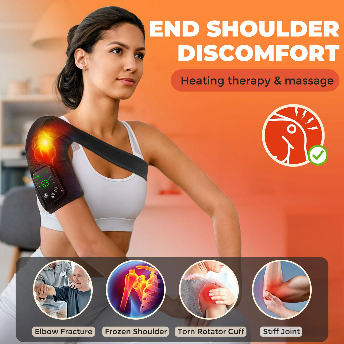Electric Heating Knee Massager 3 in 1 Joint Elbow Shoulder Pain Reliever Thermal Vibration Physical Therapy Massage Knee Warmer