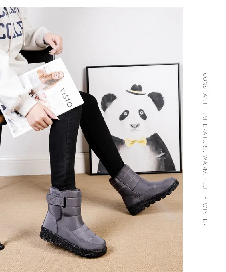 Waterproof Winter Boots for Women 2025 New Faux Fur Long Plush Snow Boots Woman Platform Shoes Warm Cotton Couples Ankle Boots