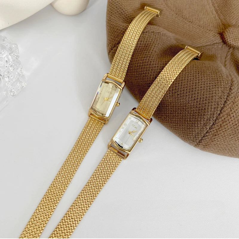Vintage Gold Watch for Delicate Rectangle Dial Design Watch Women Waterproof Quartz Women's Watches