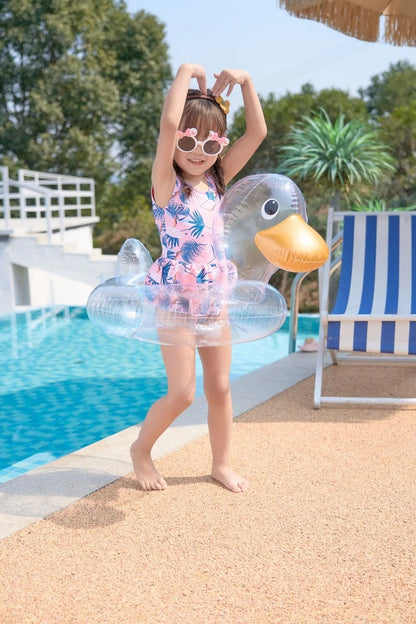 Rooxin Flamingo Swimming Circle Baby Infant Float Pool Swimming Ring With Sunshade Floating Seat Summer Beach Pool Party Toys