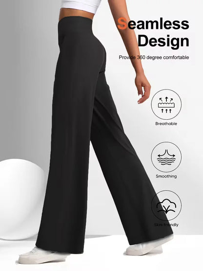Women's Spring & Summer Wide-Leg Athletic Pants, High-Waisted Butt-Lifting Tummy-Control Yoga Pants,Plus Size Clothes,Jeans（New）