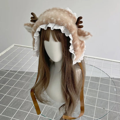Winter Harajuku Elk Plush Scarf Christmas Gift Padded Warm Scarf Antlers Hairband Cosplay Cute New Year decoration Accessories