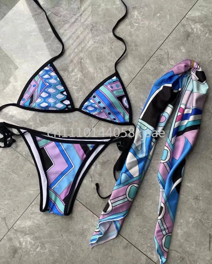 Luxury Design Women's Black Red Scarf Bikini Sets Letter Signature Logo Beachwear Designer Brand Lady Headband Swimsuit Swimwear