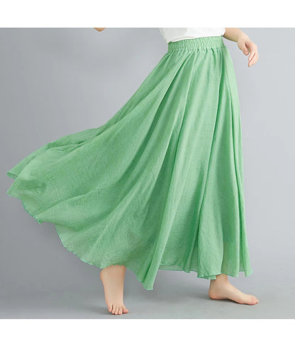 Fashion Solid Cotton Linen Women Skirts Maxi Elegant Harajuku Saia Casual Loose Long Skirt Ladies Clothes Faldas Ropa Mujer