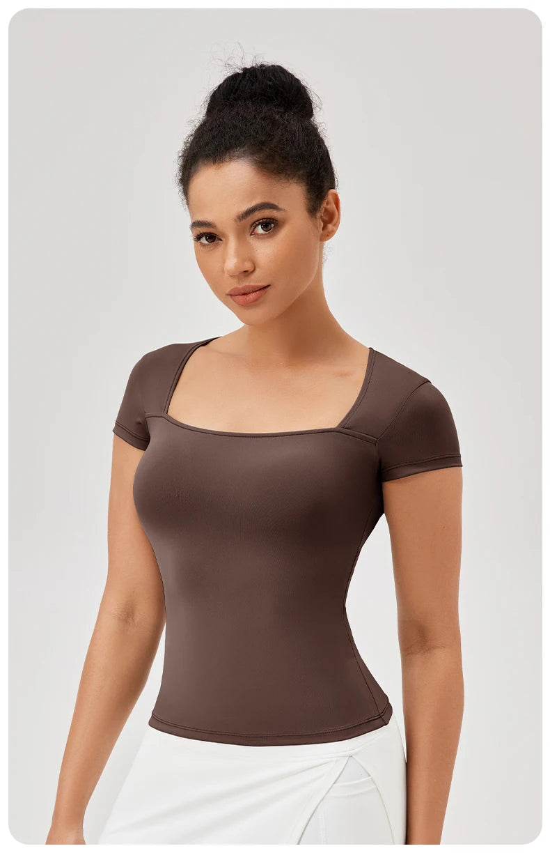 Yoga Tops Women Gym Training Sport Tops Quick-Dry Yoga Shirts Short-sleeved Outdoor Running Fitness Casual Sports T-shirt