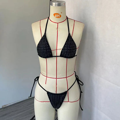 BEACHCICI Women's Bikini Two-Piece Swimsuit Sexy Polka Dot Printing Halter Neck Tie Up Beach Vacation Swimwear