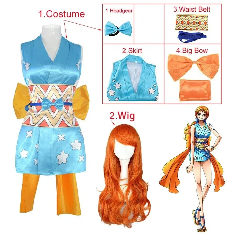 Sexy Halloween Cosplay for Adults Anime One Piece Nami Costume Costume Halloween NAMI Sexy Satin Printed Short Kimono Cosplay