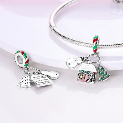 Halloween Christmas 925 Silver Charms Fit Original Bracelet For Women Jewelry Snow Christmas Tree Santa Claus