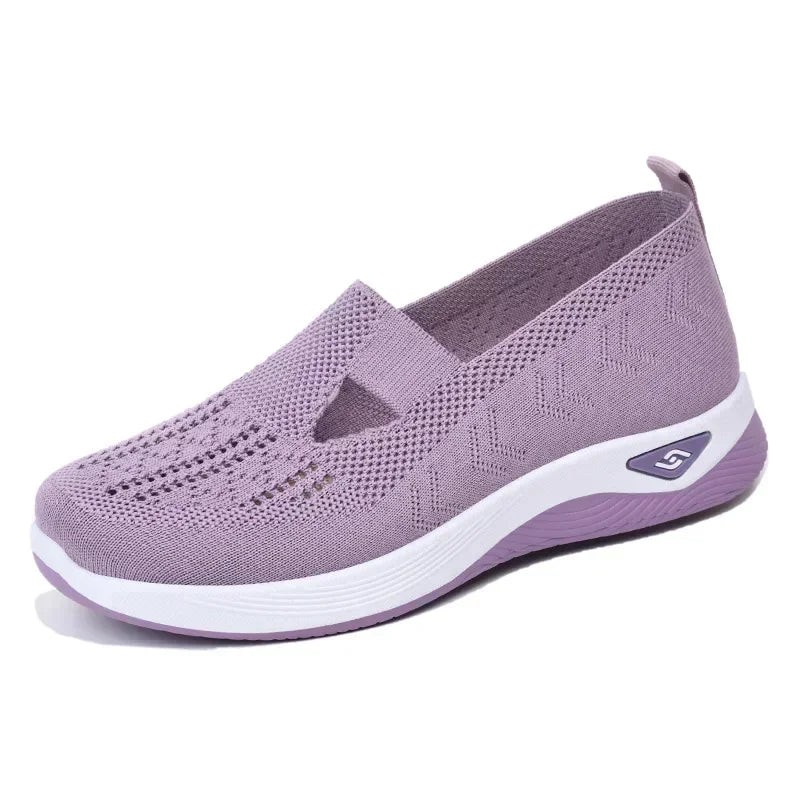 EtherealBe lightweight women's walking flats in lavender with breathable mesh design for comfort