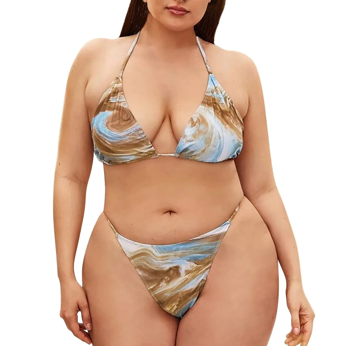 Large Size Lace Up Bikini Swimsuit Women'S New Fat Large Swimsuit Bikini Plus Size Swimsuit Push-Up Bikini Top For Women Summer