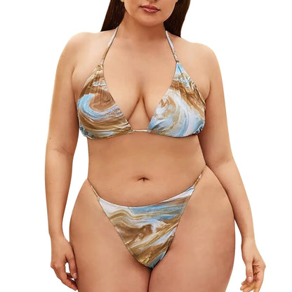 Large Size Lace Up Bikini Swimsuit Women'S New Fat Large Swimsuit Bikini Plus Size Swimsuit Push-Up Bikini Top For Women Summer