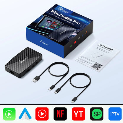 OTTOCAST Play2Video Pro Wired to Wireless CarPlay Android Auto Adapter TV Video AI Box for Youtuber for Netflix Car Accessories