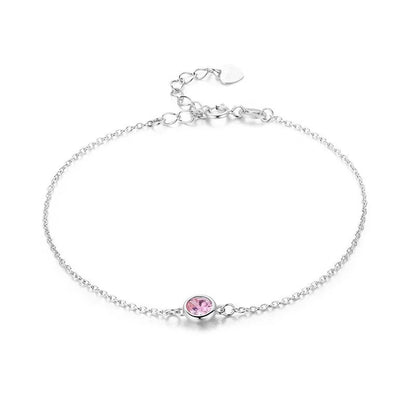 4Color 925 Sterling Silver Chain Round CZ Charm Anklet For Women Foot Jewelry Leg Bracelet Cheville Enkelbandje Halhal Tobillera