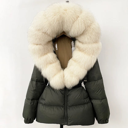 OFTBUY 2025 Winter Clothing Puffer Jacket Women Real Fox Fur Hooded Thick Warm 90% White Duck Down Coat Female Parkas Waterproof