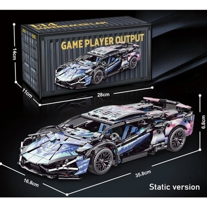 Technology Racing Car Block Model 1280PCS+ 1:14 Motion Speed Car Model Mechanical Super Block Assembly Toy Children Adult Gifts