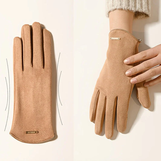 Winter Gloves for Women-Touchscreen Suede Leather Glove with Warm Fleece Lining Gifts