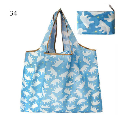 Foldable Large Shopping Storage Bags For Groceries Recyclable Grocery Tote Pouch Eco-Friendly Heavy Duty Washable Shopper Bag