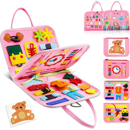 Montessori Sensory Toys Busy Board for Toddlers Promoting Motor Educational Activity Life Skills Learning for Kids With Autism