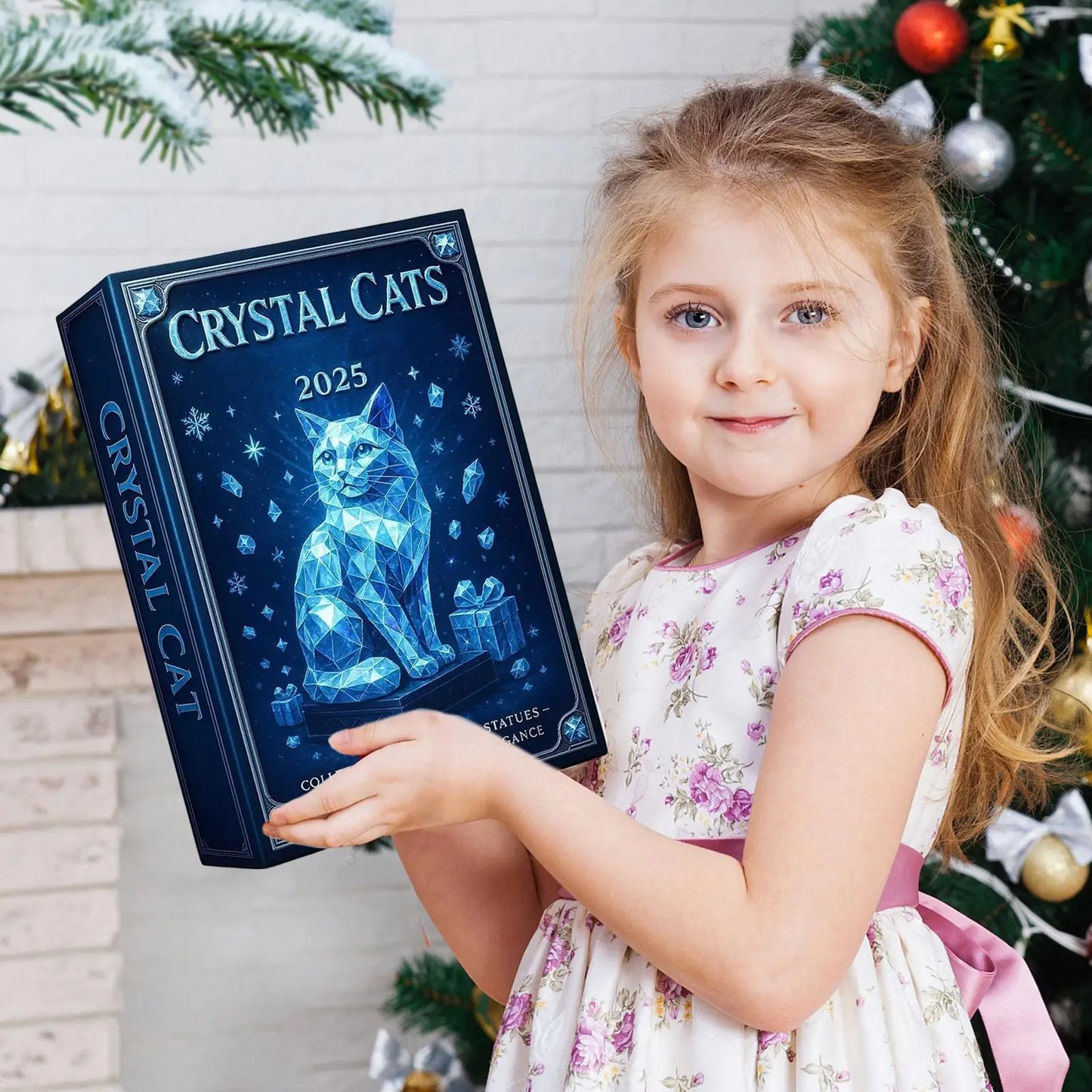 Cat Christmas Countdown 24 Days Christmas Advent Calendar 2D Acrylic Cat Collectible Figurine for Xmas Tree Decor Kids Gifts