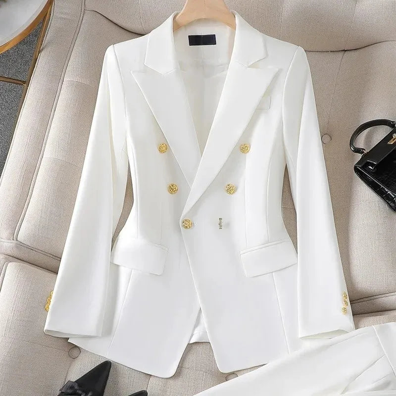 Elegant Women's Fashionable White Western-Style Suit Zihongsuitsuit High-End Business Attire Long-Pants Set For Special Occasion