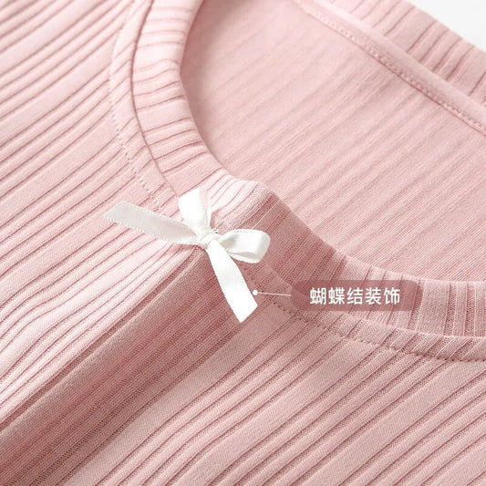 Modal Chic Long Knitted Women Home Dress O Neck New Autumn Winter Solid Kawaii Fashion Night Gown Woman Nightgown for Girls