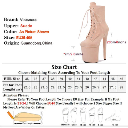 20CM Women ANKLE Boots 2025 Spring/Autumn Platform Red Flock High Heels Round Toe Thick Bottom Side Zipper Short Boots Female