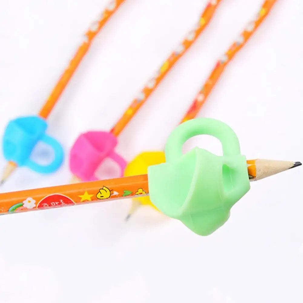 3 Finger Silicone Pencil Pen Holder Children Writing Learning Tool Stationery Aid Grip Posture Correction Device 1 Piece/ Set