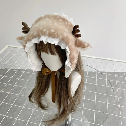Winter Harajuku Elk Plush Scarf Christmas Gift Padded Warm Scarf Antlers Hairband Cosplay Cute New Year decoration Accessories