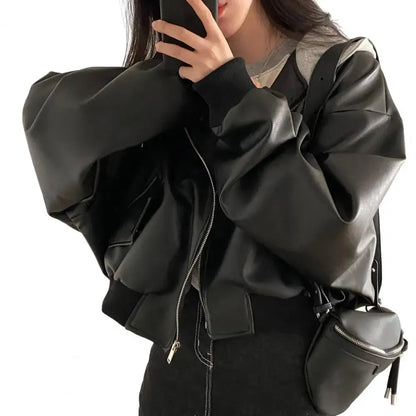EtherealBe Women's Faux Leather Hooded Jacket