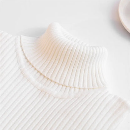 Autumn Winter Women Knit Solid Turtleneck Pull Sweater Casual Rib Jumper Tops Female Home Pullover Y2K Clothing 2025