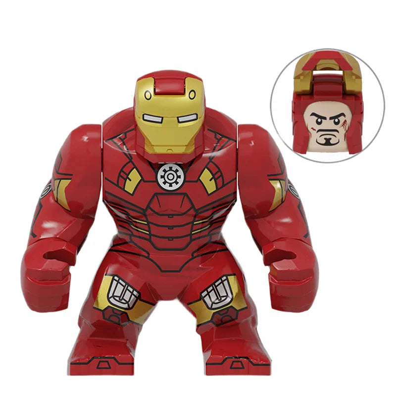 Building Blocks Marvel Transformation Figures Big Goblin Spiderman Iron Man Venom Captain Hawk Deadpool Technic Armor Gift Toys