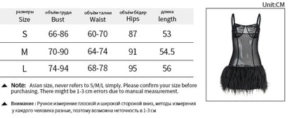 HLJ Black Sexy Mesh Perspective Patchwork Party Nightclub Dresses Women Thin Fur Mini Suspended Dress Female Halloween Clothing