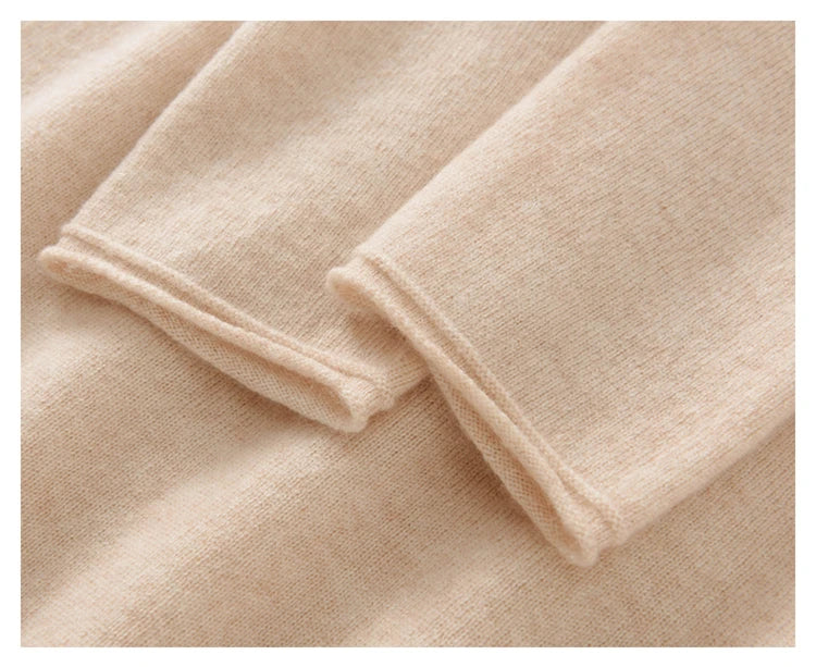 New Women's Cashmere Sweater 100% Pure Cashmere Knitted High Collar Hoodie Hot Selling Soft Solid Color Women's Top