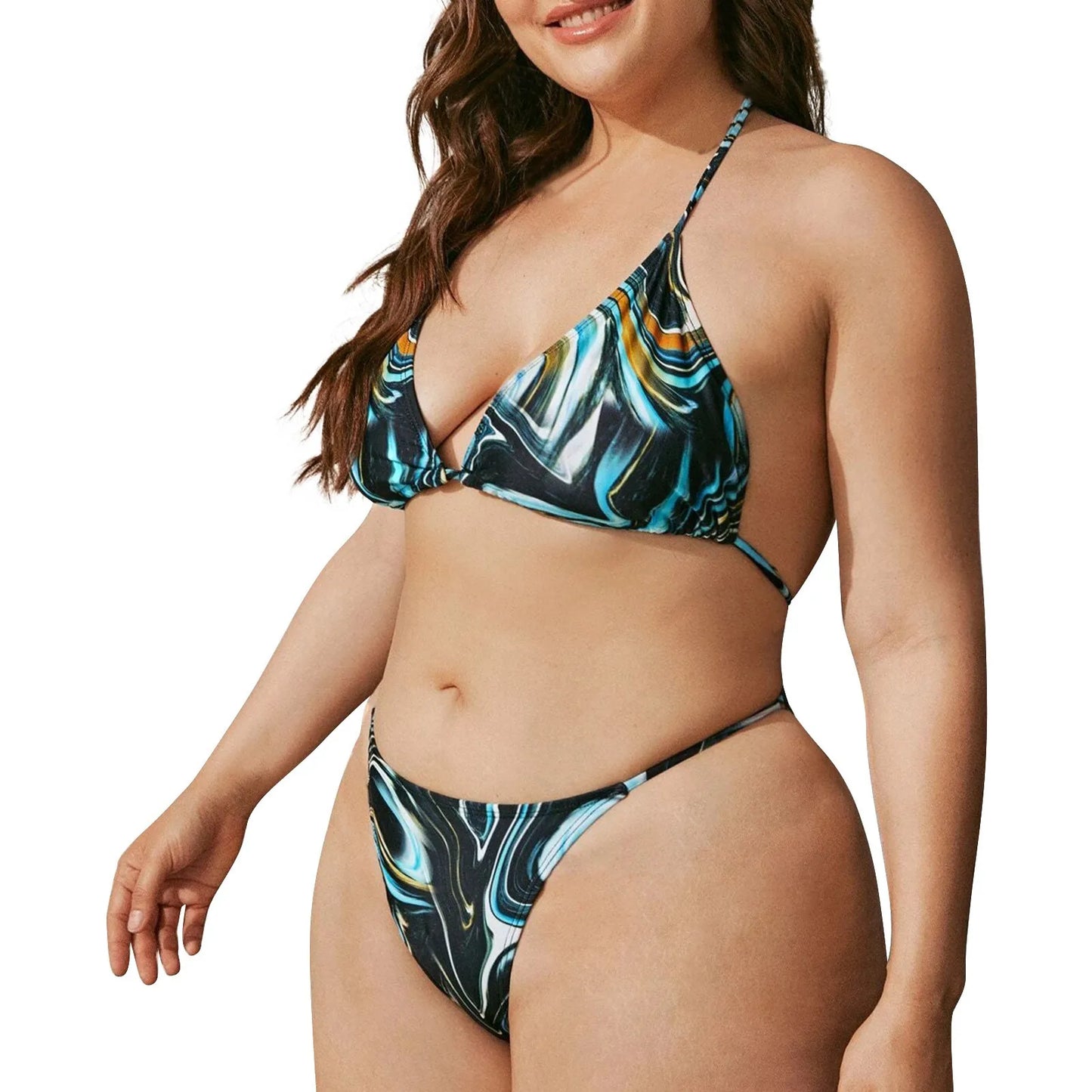 Large Size Lace Up Bikini Swimsuit Women'S New Fat Large Swimsuit Bikini Plus Size Swimsuit Push-Up Bikini Top For Women Summer