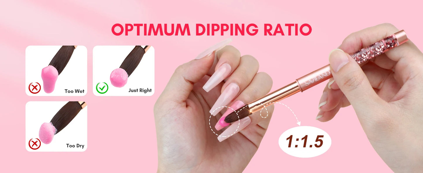 Saviland 7pcs Acrylic Nail Brush Set Size4/6/8/10/12/14/16 Acrylic Brushes for Acrylic Application Acrylic Powder Nail Art