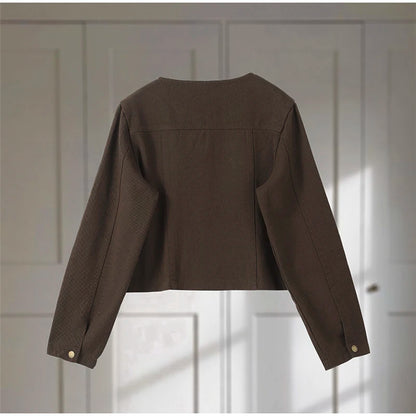 Vintage Solid Denim Jacket Pants Sets Women O-neck Single Breasted Long Sleeve Coat Wide Leg Trousers 2025 Jeans Outfits Street