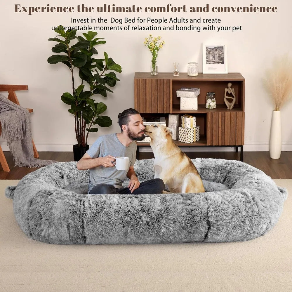 Human Sized Dog Bed for Adult People,71"x43.3"x10" Large Dog Bed for Men and Women, Washable Giant Dog Bed for Pets and Kids,Ant