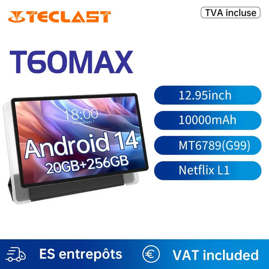【World premiere】 Teclast T65 Max 13 "HD Display Android 14 Tablet MediaTek G99 8GB RAM GB ROM mAh Battery Widevine L1