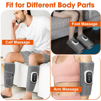 3 Gears 3 Modes Leg Calf Massager Cordless Air Pressure Massager for Fitness Office Gym Muscle Relaxation 15Min Timer