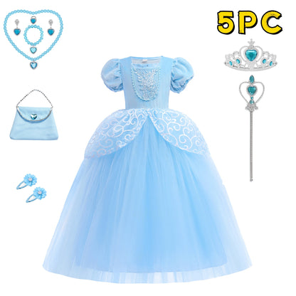 Kids Cosplay Costume Girl Summer Pageant  Fantasy Children Cinderella Carnival Clothes Princess Birthday Dress 2-10 Year