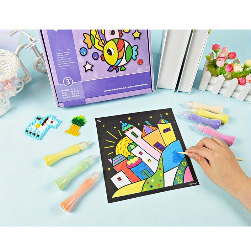 Sand Painting Children Colored Sand Boys And Girls Baby Handmade Diy Production,  Scraping Art Sand Painting Set Toys