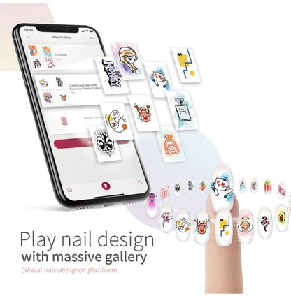 2026Smart Nail Printer 3D Portable Mobile Nail Painting Machine 2400DPI Printing Resolution Support WiFi/DIY for Home Nail Salon